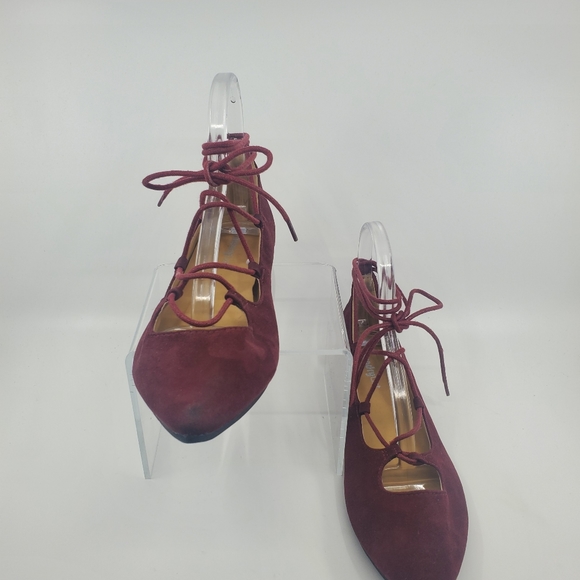 Laundry List Burgundy Suede Lace Up Pointed Toe Flats in a size 10 or 40 NWOT - Picture 4 of 10